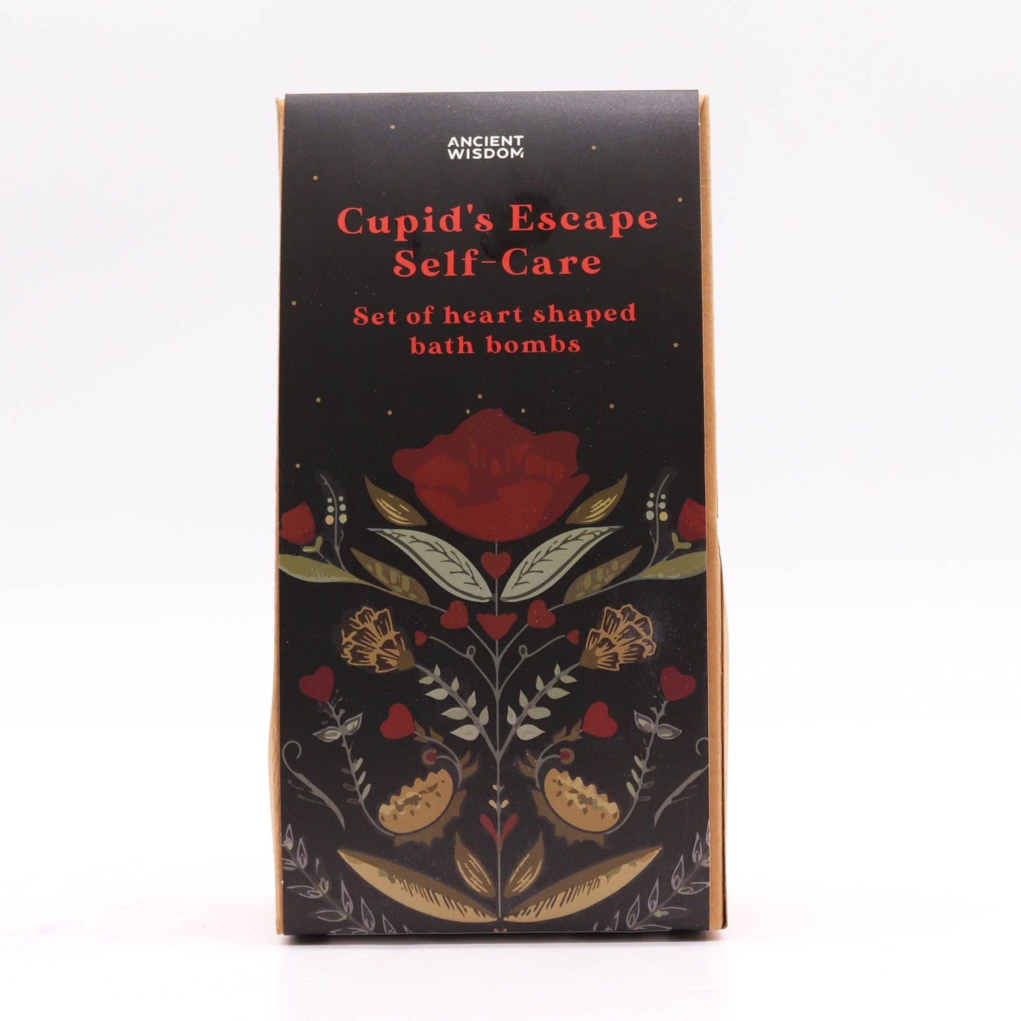 Ancient Wisdom Cupids Escape Self Care Bath Heart Gift Set with heart-shaped French lavender bath bombs