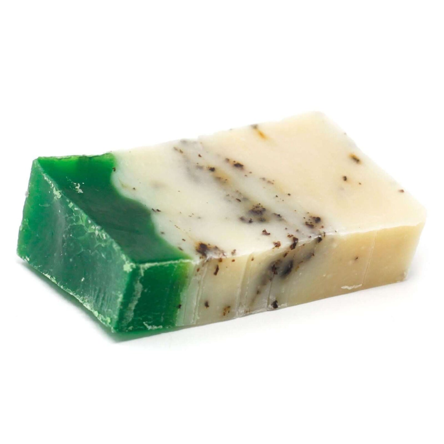 Green Tea - Olive Oil Soap - SLICE approx 100g with green and creamy swirls, handmade, traditional cold process.