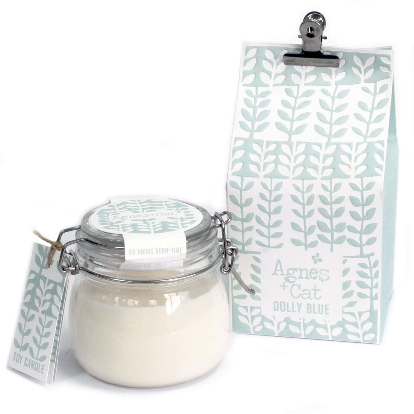 Agnes and Cat Kilner Jar Candle Dolly Blue
