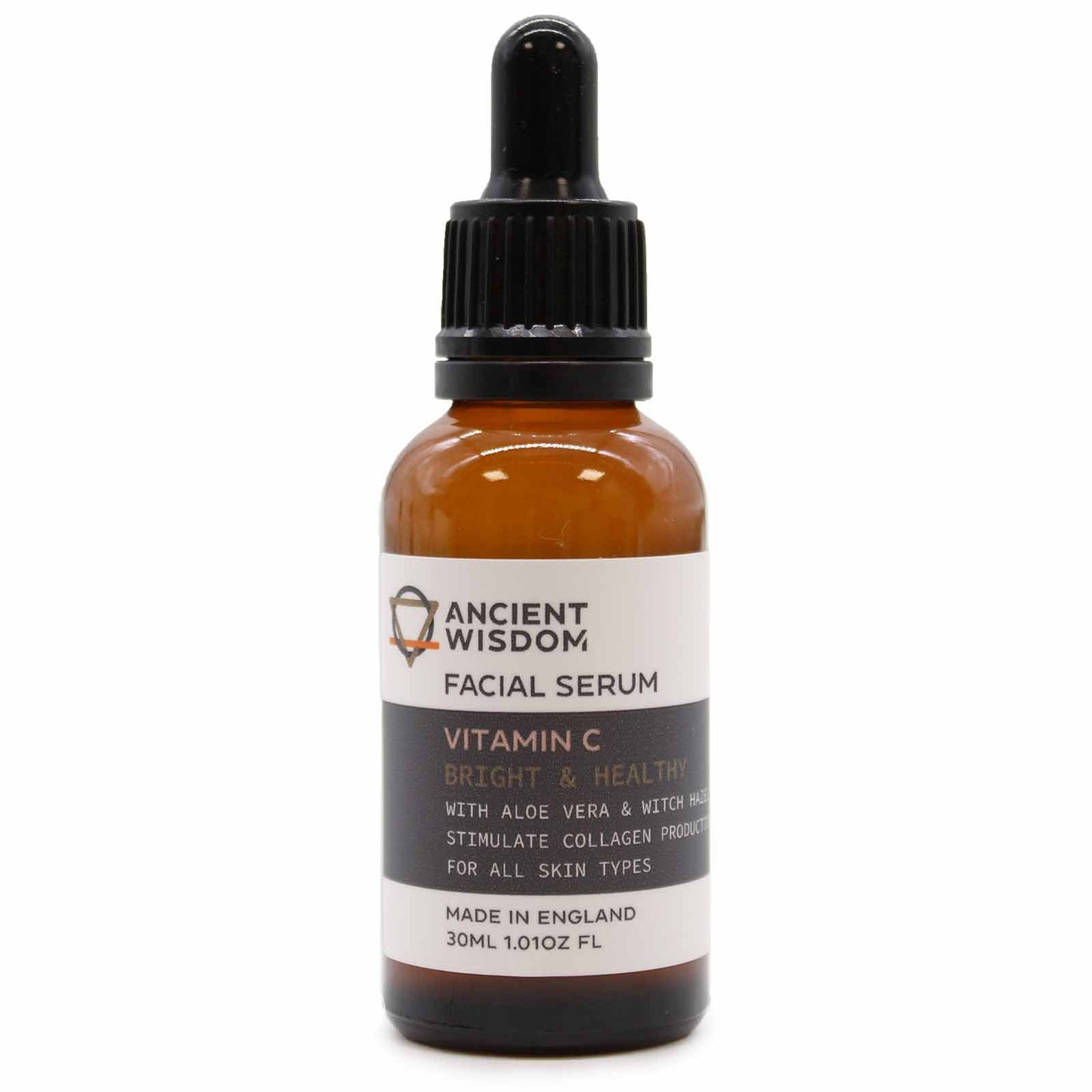 Ancient Wisdom Vitamin C Face Serum – bright, healthy skin with Aloe Vera & Witch Hazel, Made in England.