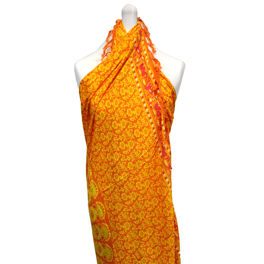 Vibrant Lime Orange Mandala Sarongs featuring a stunning mandala design, perfect for sporty or elegant styling.