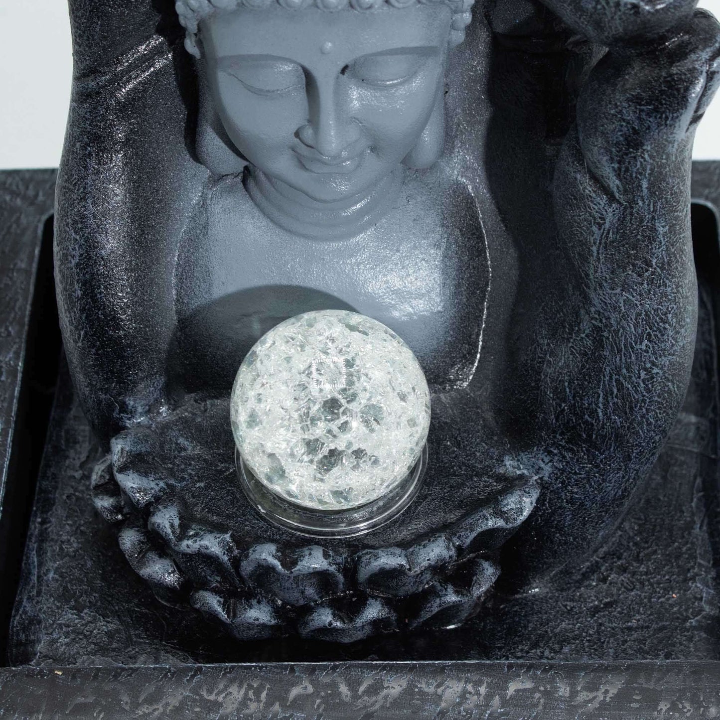Tabletop Water Feature Buddha Head in Hand Indoor Fountain