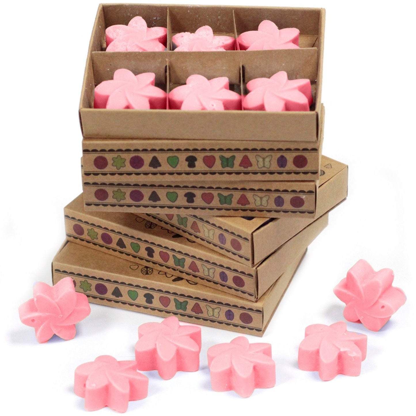 Box of 6 pink Magnolia wax melts in matchbox-style packaging, Japanese Magnolia scent.