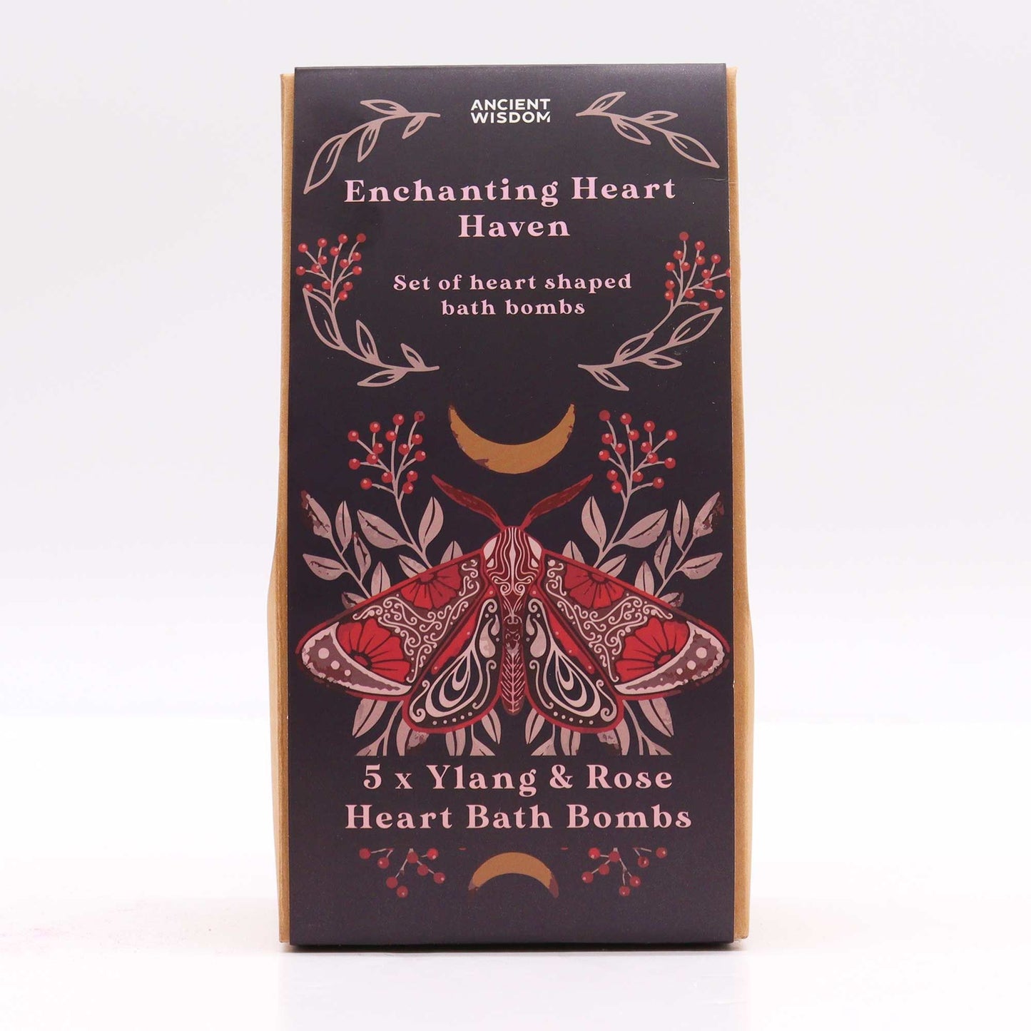 Ancient Wisdom Enchanting Heart Heaven Bath Heart Gift Set — box of 5 Ylang & Rose heart bath bombs