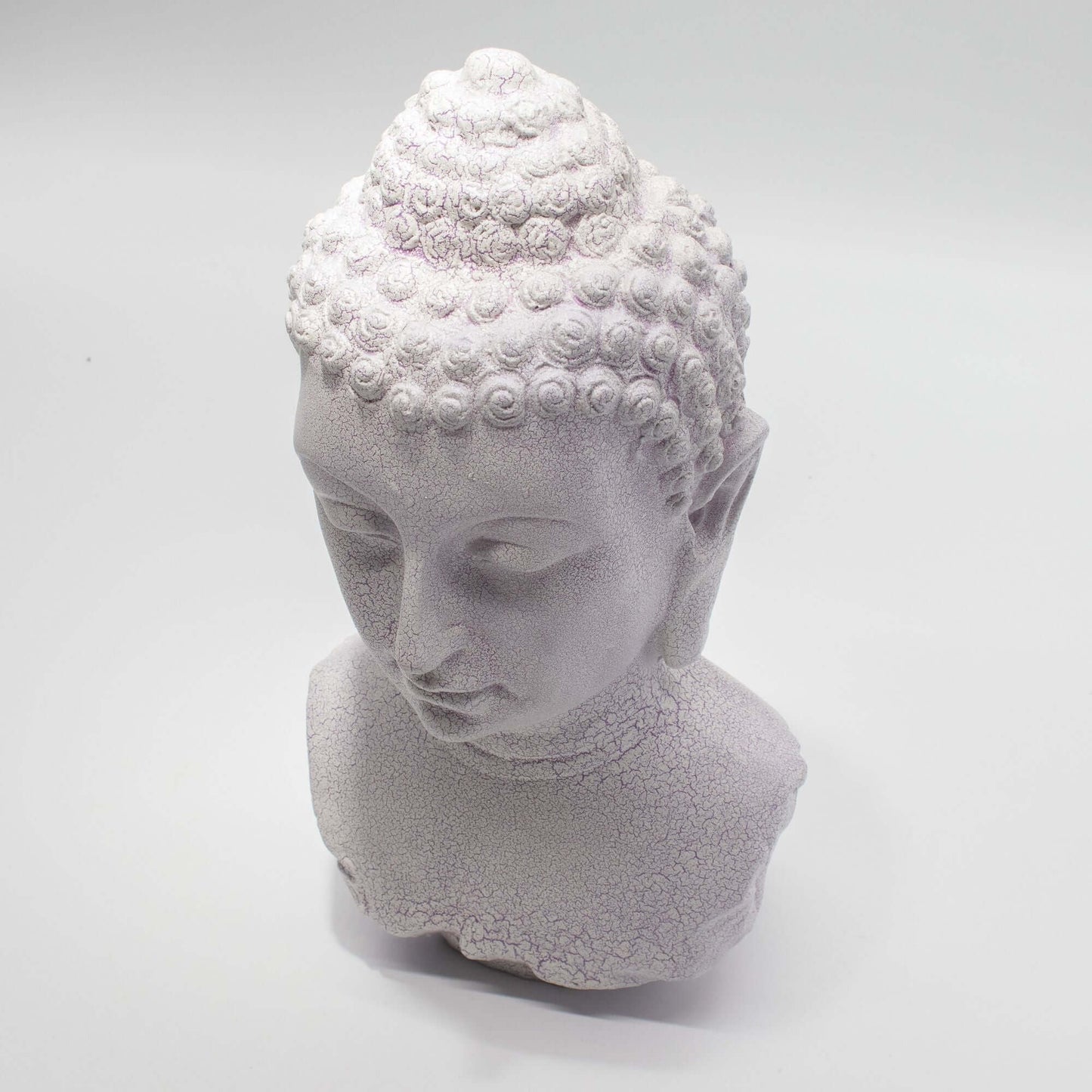 Buddha Bust Lamp Lavender Crackle Oval Stand