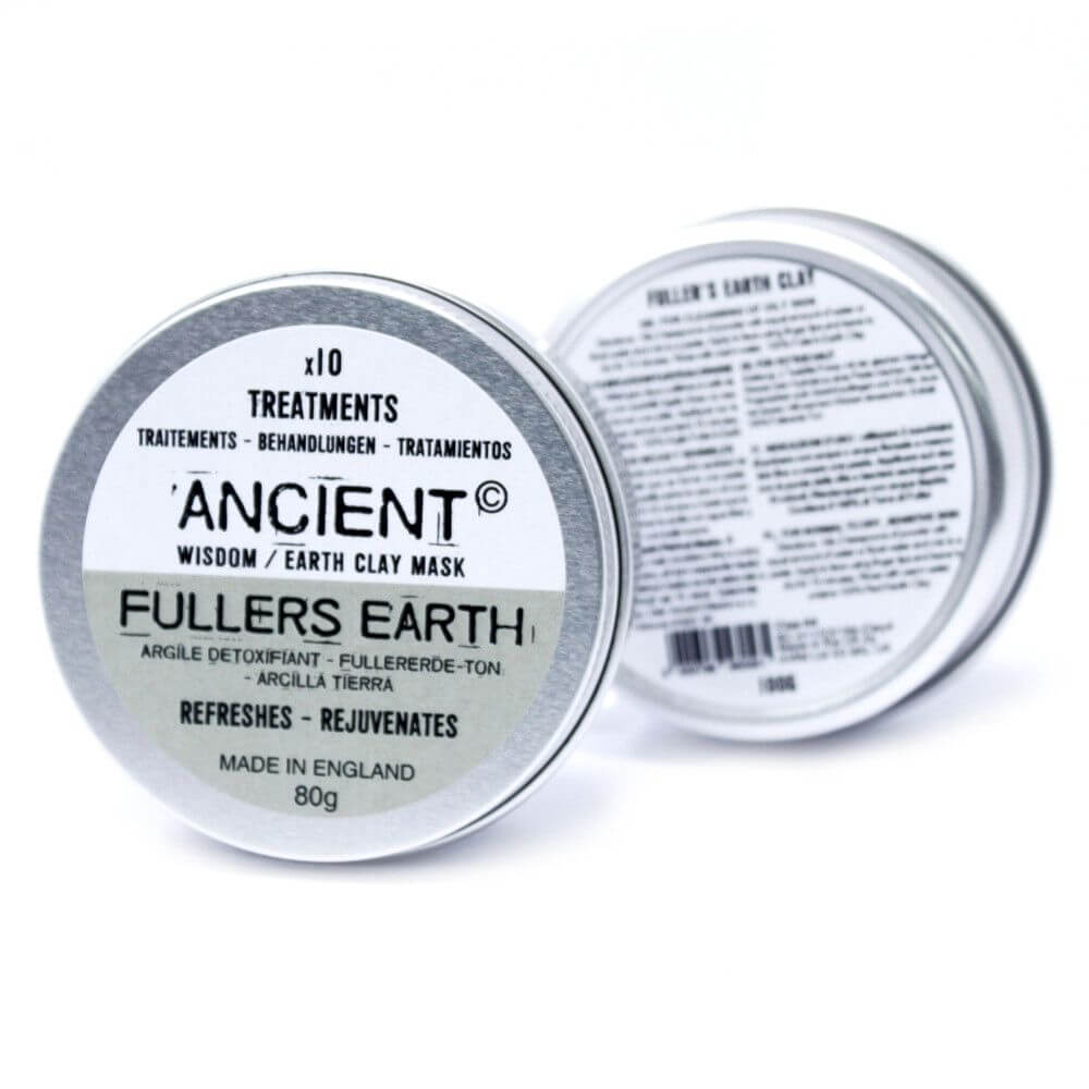 Ancient Wisdom Fuller Earth Face Mask 80g tin - mineral clay detox mask with purifying minerals, 10 treatments