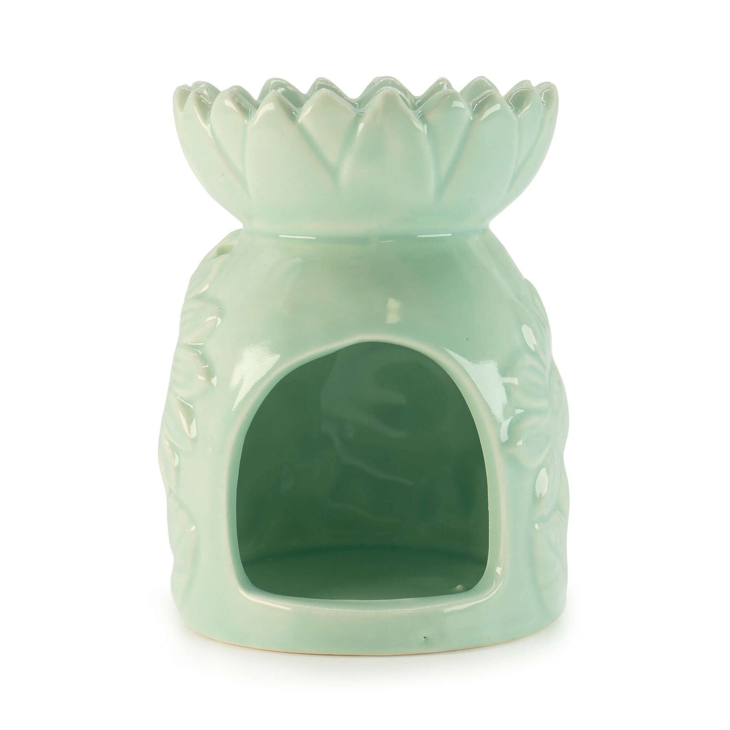 🌻 Ceramic Sunflower Oil Burner Pastel Green
