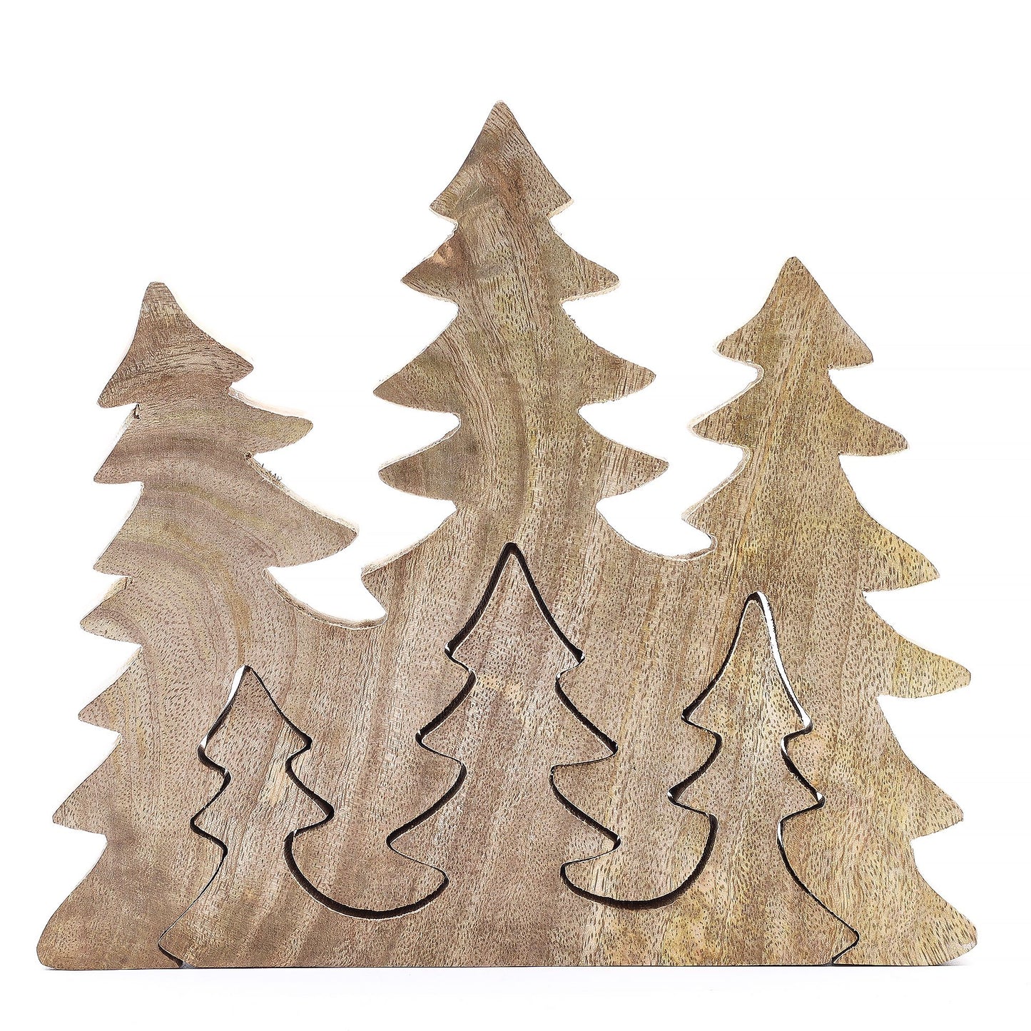 Lost in the Forrest: Three Trees 3D wooden decoration, 20x23cm, handcrafted in India.