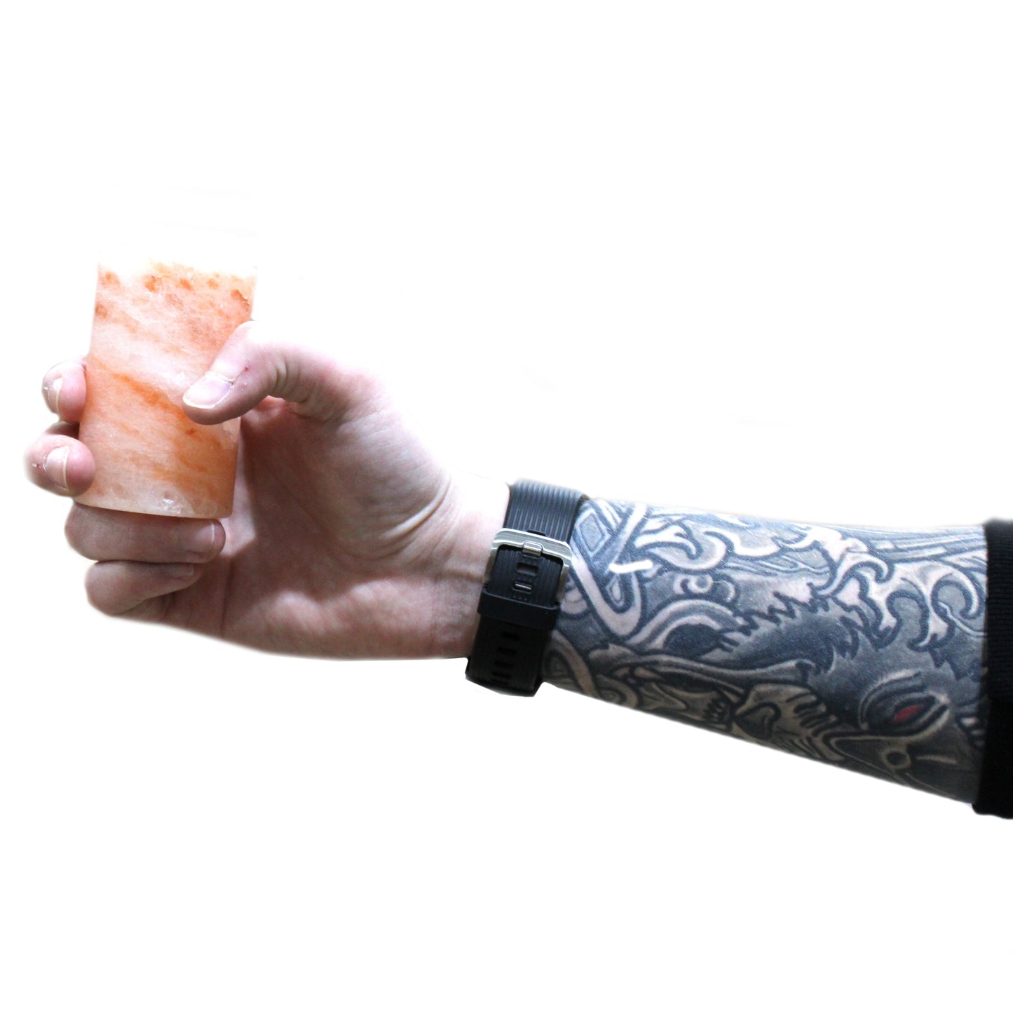 Set of 4 Himalayan Salt Shot Glasses with wooden serving stand – premium gift set