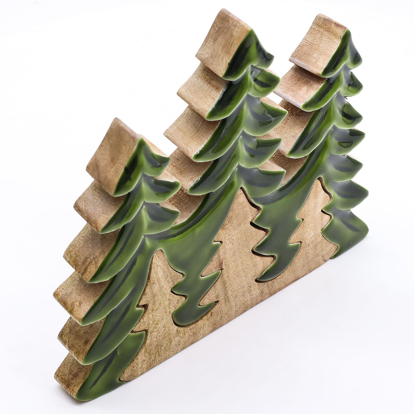 Lost in the Forrest: Three Trees 3D wooden decoration, 20x23cm, handcrafted in India