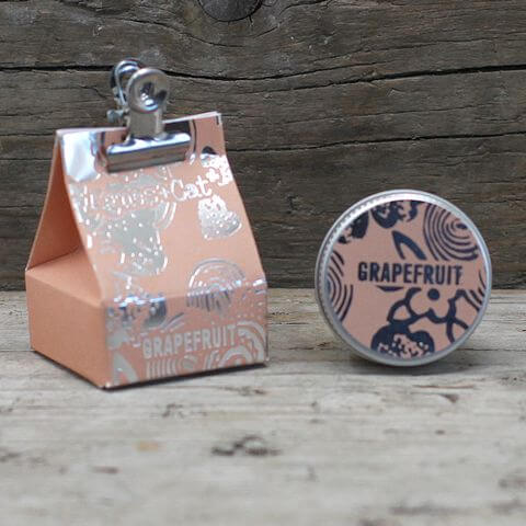 Agnes and Cat Lip Balm - Grapefruit in unique packaging, perfect for gifts and self-care all year round.