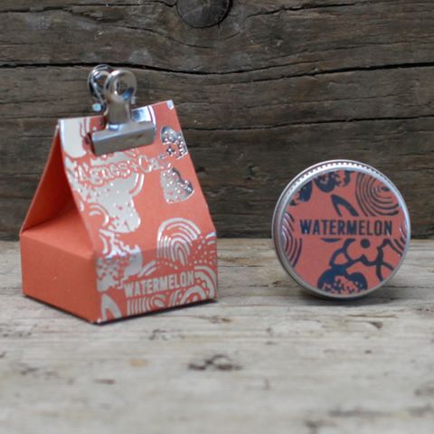 Agnes and Cat Lip Balm - Watermelon in unique packaging, perfect for soft, deliciously scented lips.