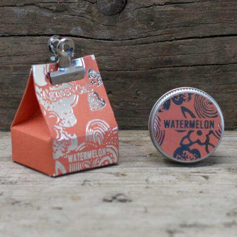 Agnes and Cat Lip Balm - Watermelon in unique packaging, perfect for soft, deliciously scented lips.