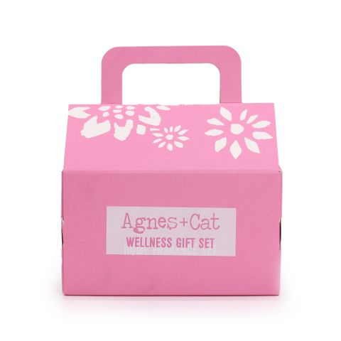Agnes & Cat Wellness Gift Set - Bloom & Bliss in a pink box, perfect for self-care and gifting.