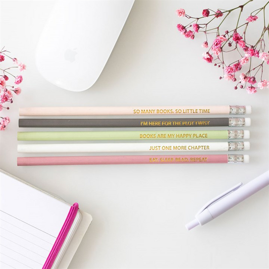 Pack Of 5 Literature Inspired Pencils With Witty Quotes For Book Lovers And Writers