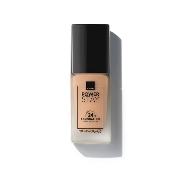 Avon Power Stay 24-Hour Foundation offers 24-hour full coverage with Niacinamide for comfortable, radiant skin.