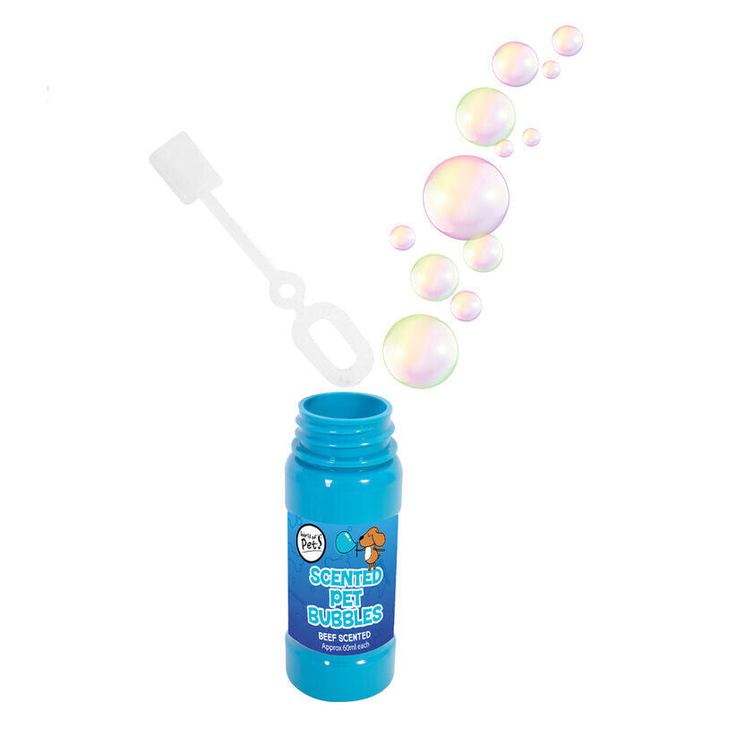 Enjoy fun with your pets using Chicken and Beef scented pet bubbles, perfect for playful moments and bonding.