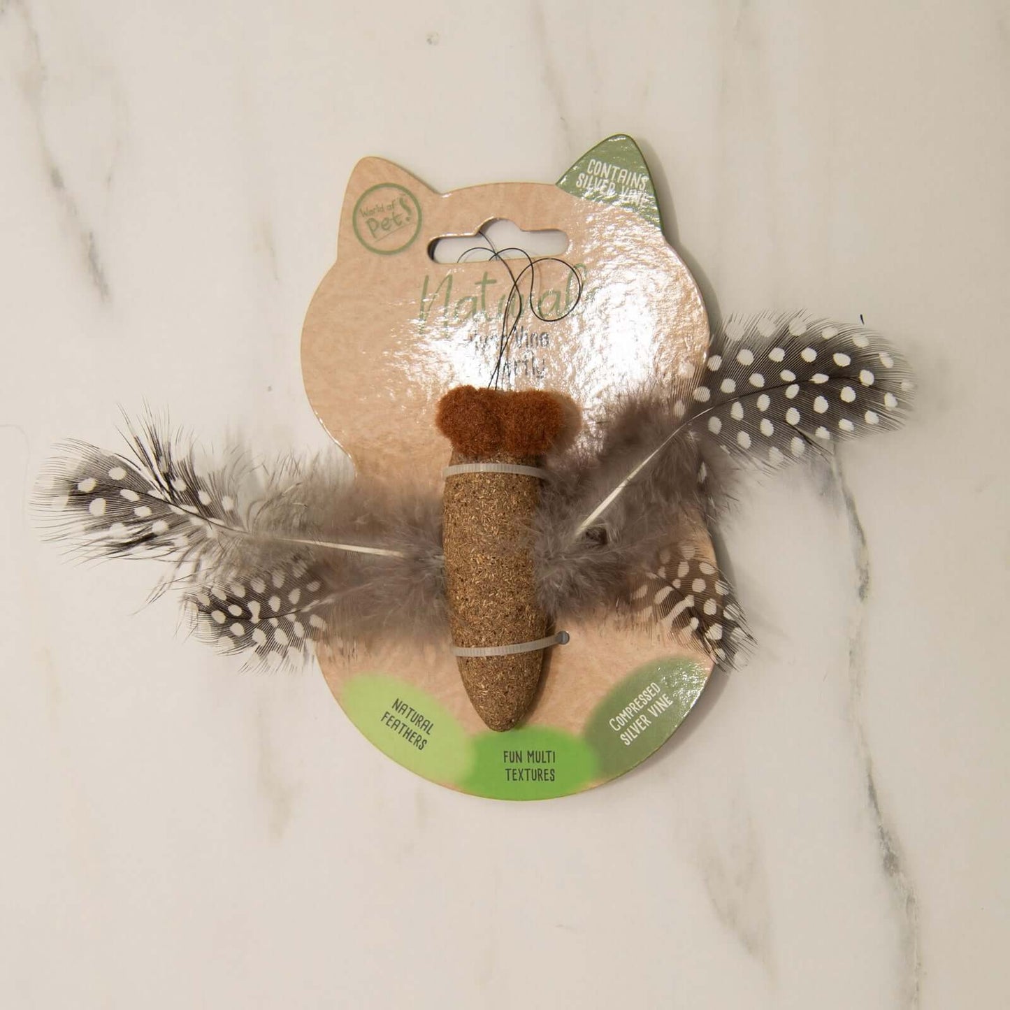 Natural Feather Butterfly toy features cork and feathers, igniting your cat’s hunting instincts for endless fun.