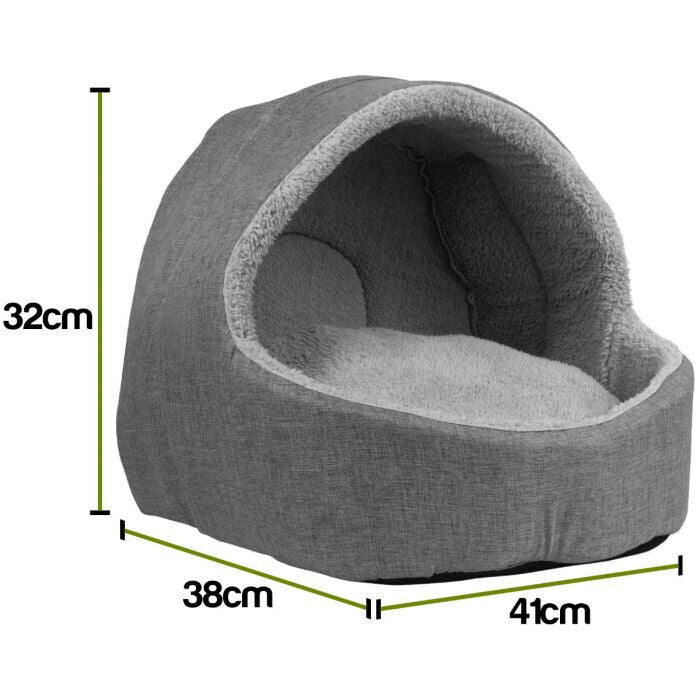 Soft Fleece Cat (Or very small dog) Igloo Bed - Grey, perfect for cozying up pets in comfort and warmth.