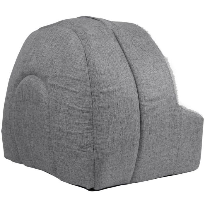 Soft Fleece Cat (Or very small dog) Igloo Bed - Grey offers cosy comfort for pets, perfect for curling up securely.