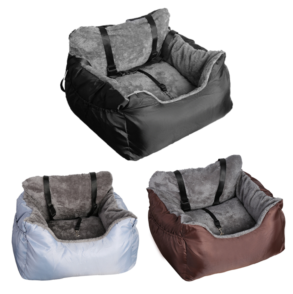 Plush and cosy, the Dog Car Seat Plush Cosy Pet Car Booster Seat for Small Dogs and Cats with Storage ensures comfort on journeys.