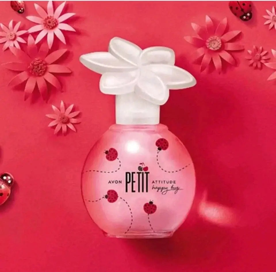 Avon Petit Attitude Happy Bug Eau de Toilette 50ml - Discontinued Sealed Perfume in pink ladybird bottle with floral cap