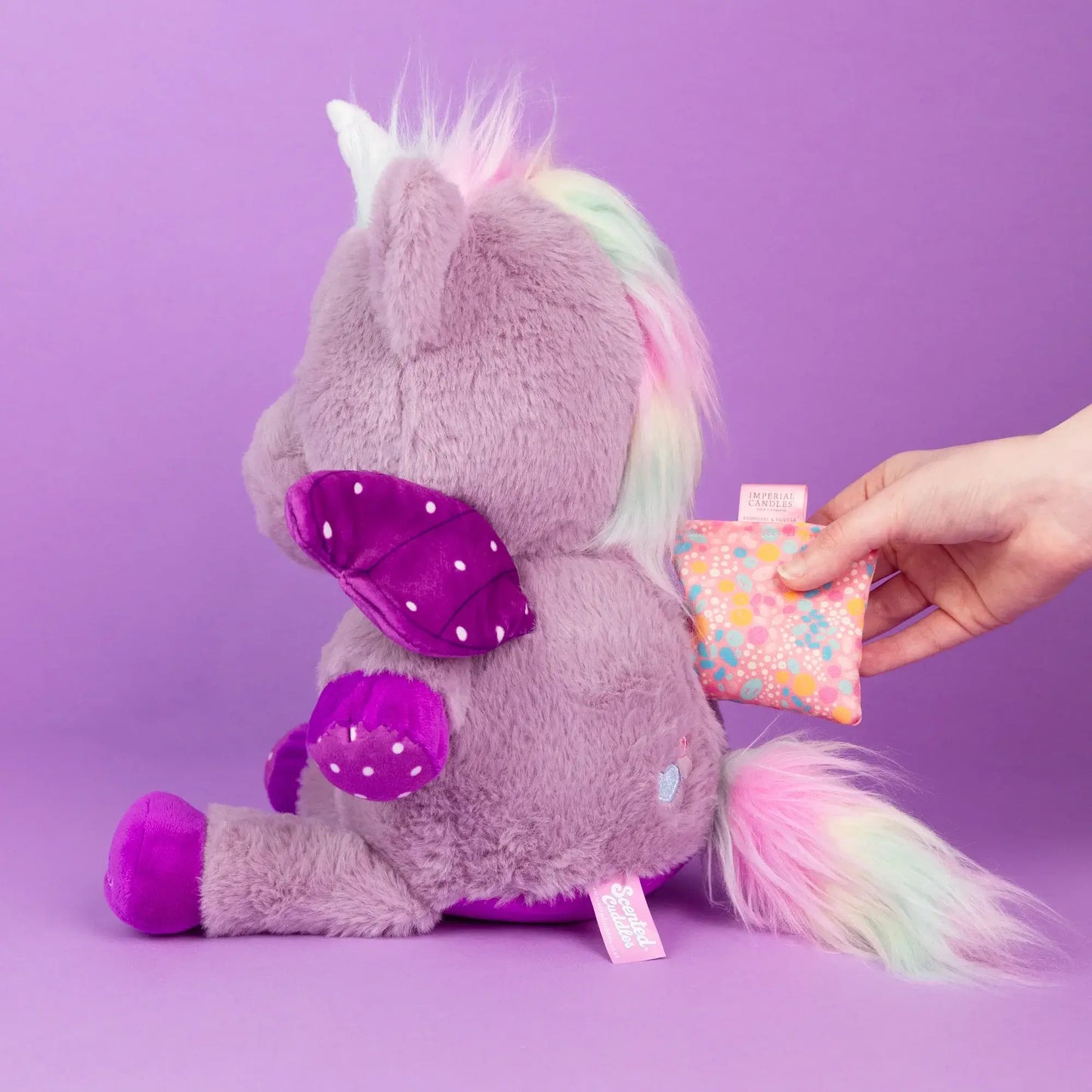 Sophie - Scented Cuddles Plush Toy With Custom Scents showing secret zip pocket and scented sachet.