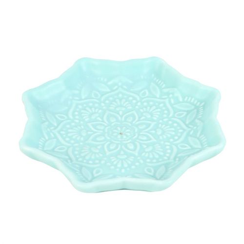 Elegant Blue Mandala Incense Stick Holder, perfect for catching ash on your side table or nightstand.