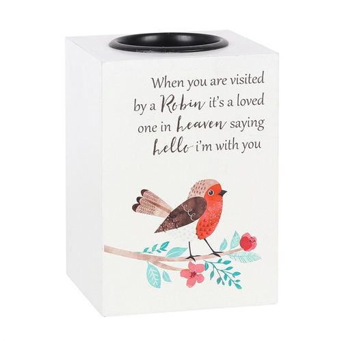 Visited by a Robin Tealight Holder featuring a comforting robin design and heartfelt message for thoughtful gifting.