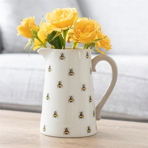 Bee Ceramic Flower Jug adorned with a charming bee pattern, perfect for flowers and thoughtful gifts.