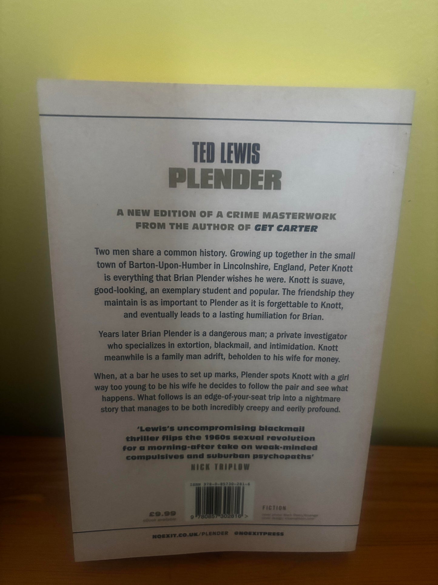 Plender British Noir Crime Fiction Paperback