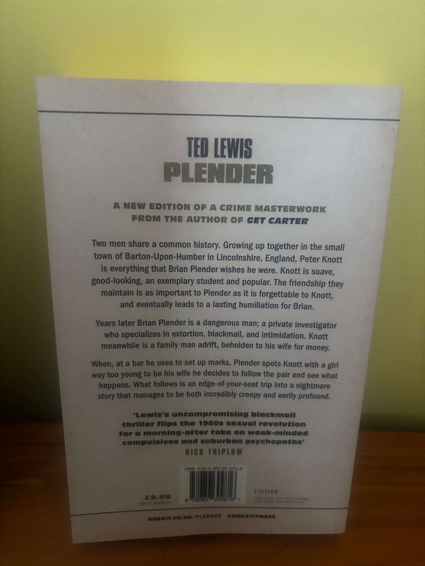 Plender by Ted Lewis British Crime Fiction Paperback