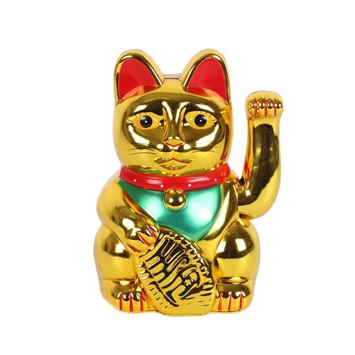 Bring good fortune home with the 6 Inch Gold Money Cat, featuring a waving arm and vibrant gold finish.
