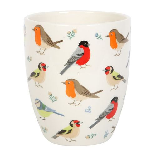 British Garden Birds Ceramic Plant Pot features charming Blue Tit, Robin, Goldfinch, and Bullfinch designs, perfect for gifts.