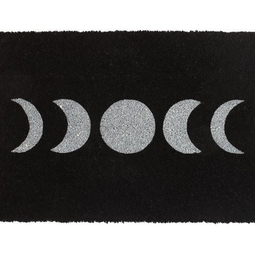 Black Moon Phase Doormat featuring a mystical moon phase design, perfect for enhancing your doorstep.