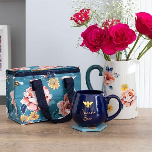 Cheerful 17cm Bee-utiful Floral Ceramic Flower Jug perfect for spring gifts, featuring a lovely bee and flower design.