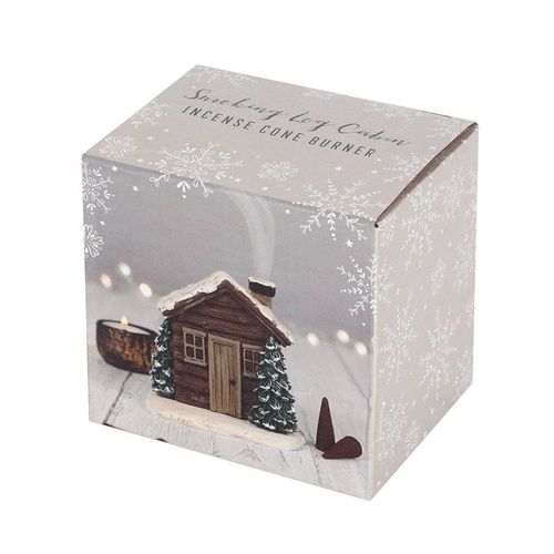 Charming Log Cabin Incense Cone Burner, perfect for cosy winter nights with smoke resembling a log fire.