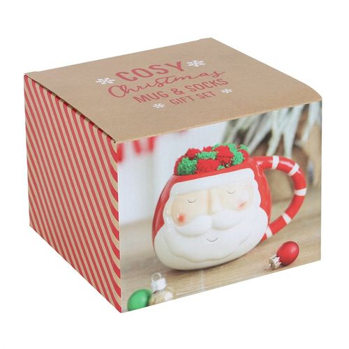 Cosy Santa Mug and Socks Set perfect for warming up with your favourite drink this Christmas season.