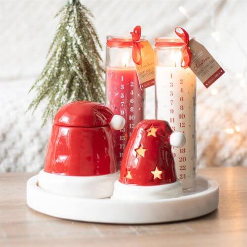Red Vanilla Advent Tube Candle set, perfect for counting down to Christmas with a delightful vanilla aroma.