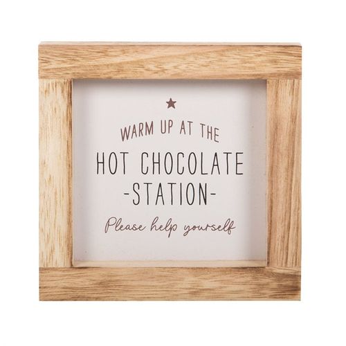 Warm up with the Hot Chocolate Station Wooden Sign, perfect for festive gatherings and winter treats.