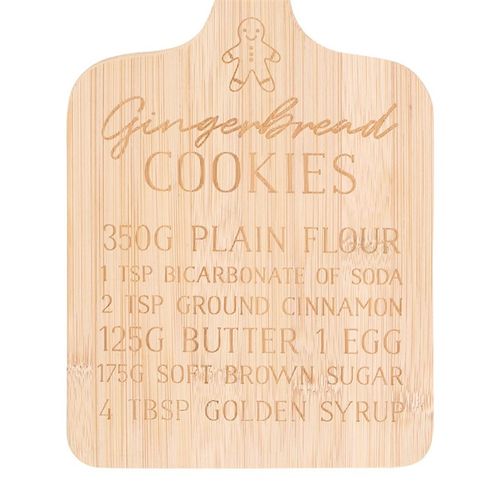 Charming Gingerbread Cookies Bamboo Serving Board with festive recipe, perfect for Christmas cookie serving.