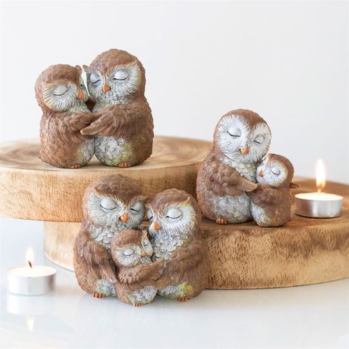 Charming Birds of a Feather Owl Couple Ornament showcasing two owls in a loving embrace, perfect for special occasions.