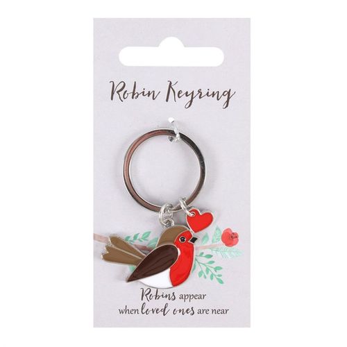 Charming Garden Robin Keyring by Something Different, featuring a robin and heart charm, perfect for sentimental gifting.