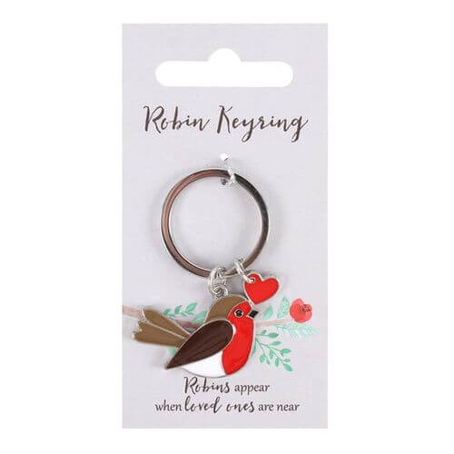Charming Garden Robin Keyring by Something Different, featuring a robin and heart charm, perfect for sentimental gifting.