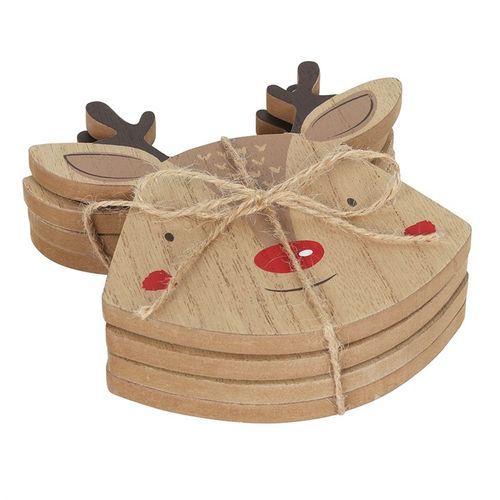 Delight in the festive charm of the Set of 4 Reindeer Coasters, perfect for holiday gatherings and cheerful decor.