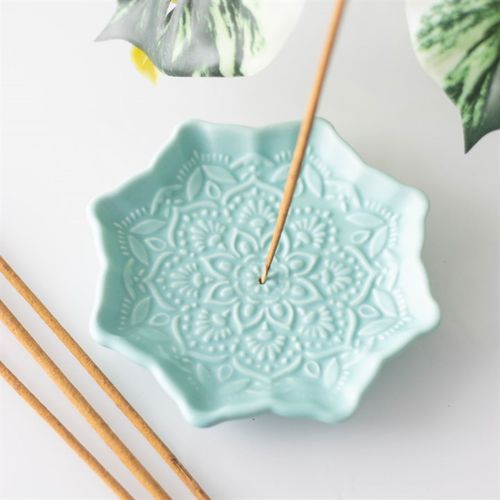 Elegant Blue Mandala Incense Stick Holder, perfect for catching ash and enhancing your space's calming ambience.