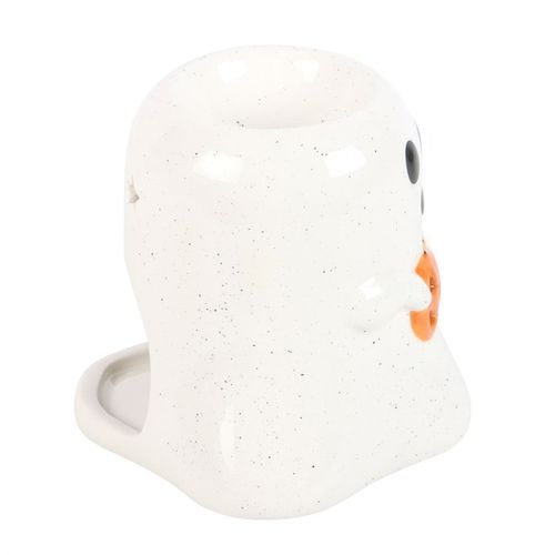 Charming Ghost Shaped Oil Burner and Wax Warmer with Pumpkin, perfect for adding a festive touch to home decor.