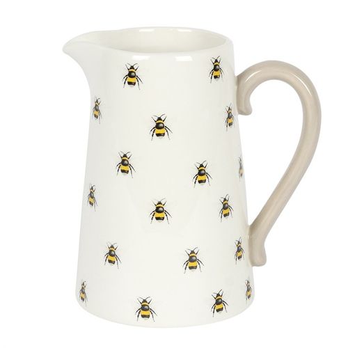 Bee Ceramic Flower Jug with a charming bee design and contrasting handle, ideal for flowers or gifting. Perfect for any occasion.