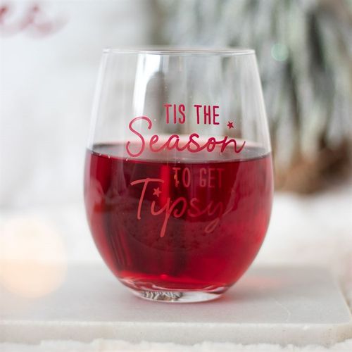 Celebrate the holidays with the Season to Get Tipsy Stemless Glass, perfect for festive gatherings and cozy nights.