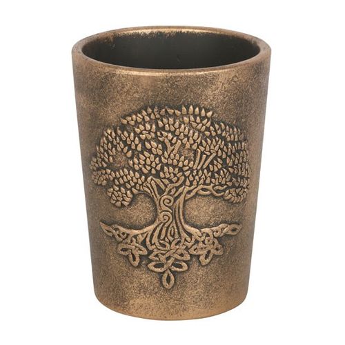 Tree of Life Bronze Terracotta Plant Pot by Lisa Parker, featuring intricate Tree of Life design, perfect for any decor.
